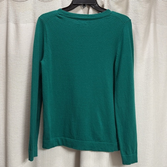 J Crew Factory Teddie Sweater SZ S Emerald green cotton/wool blend crew neck GUC - Picture 5 of 7